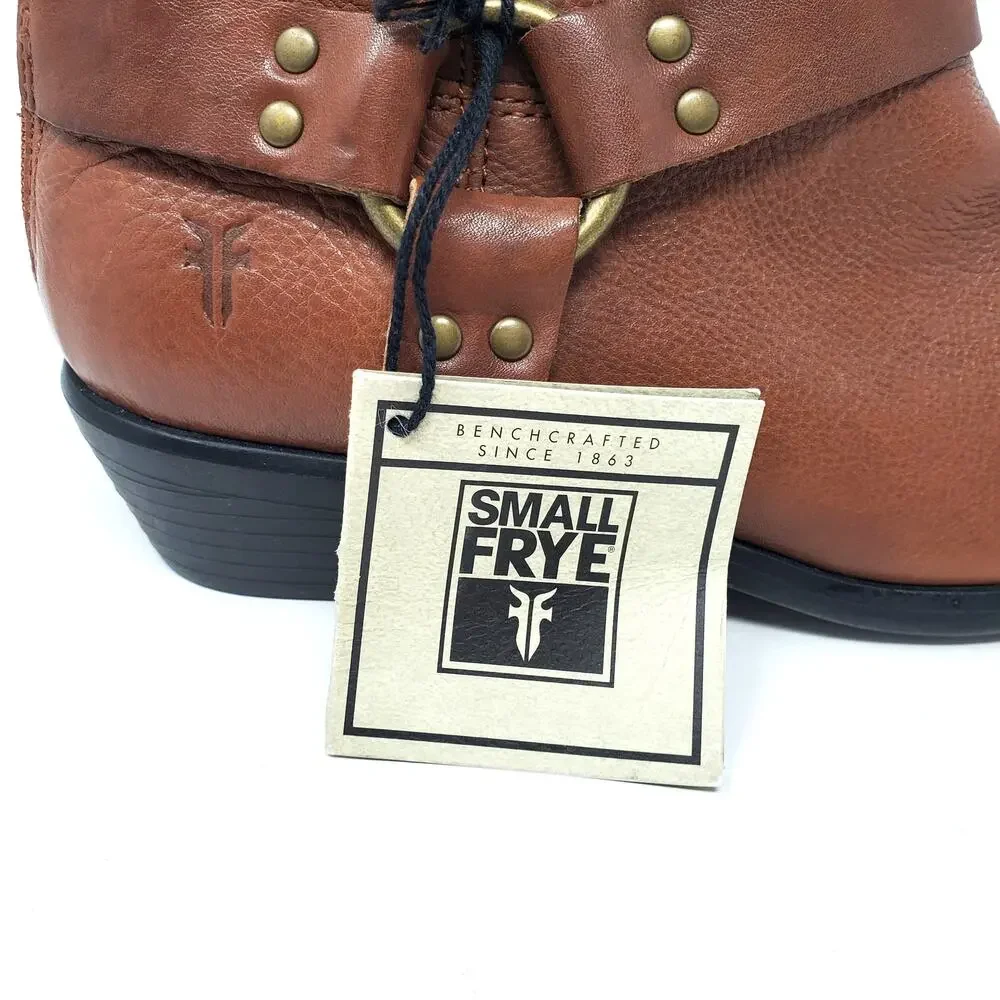 Frye Small Phillip Harness Boot Short Leather Cognac Brown Youth Size 3.5 New